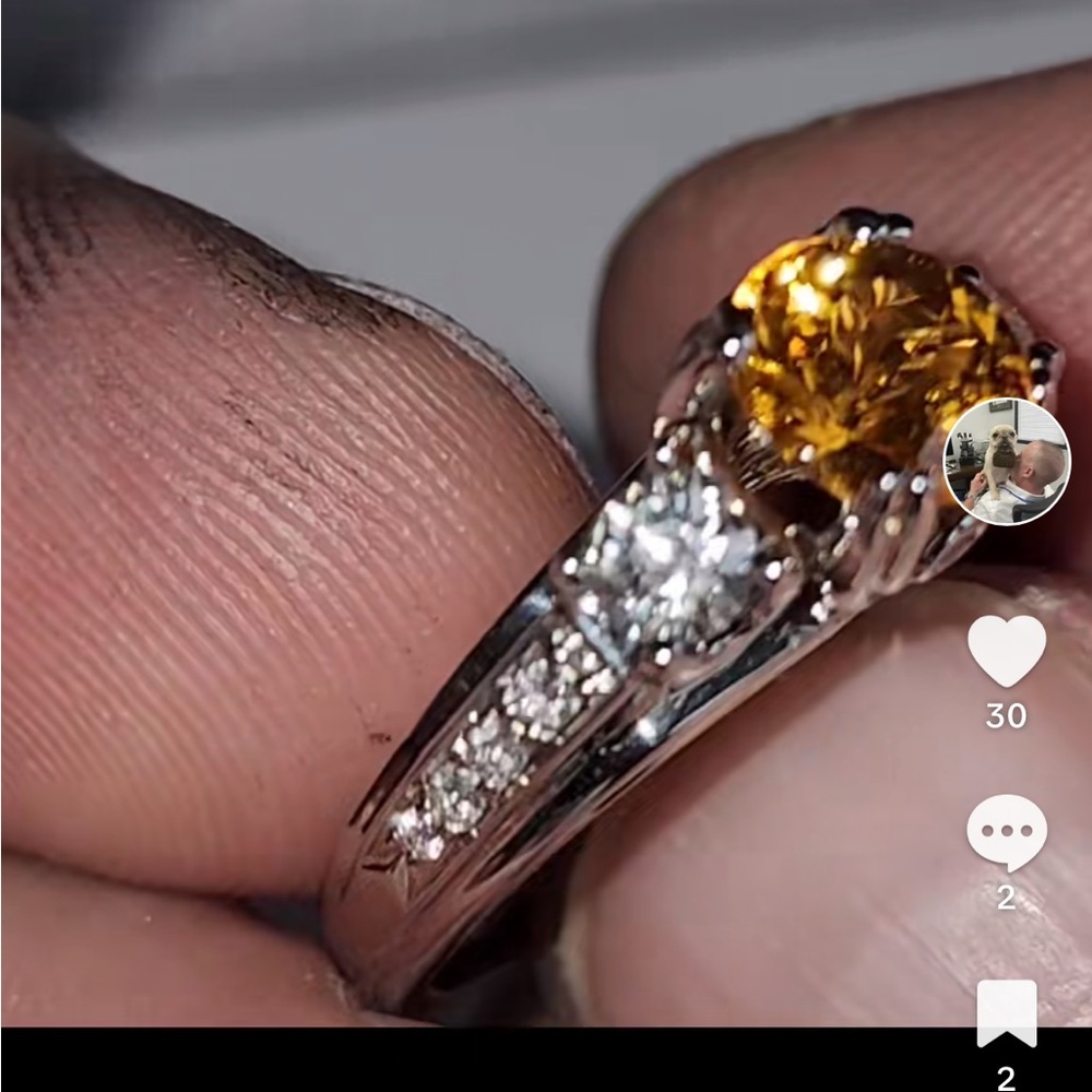 Spessartine Garnet and Diamond Ring Size 7.5